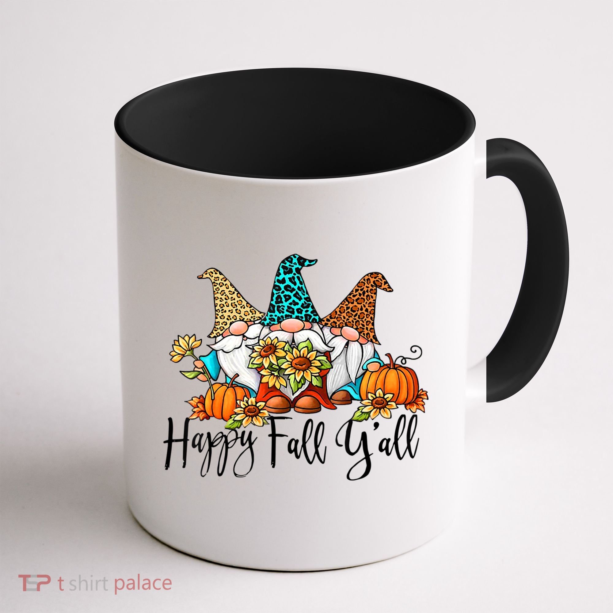 Happy Fall Y'all Gnomes Leopard Pumpkin Autumn Thanksgiving Gift Coffee Mug