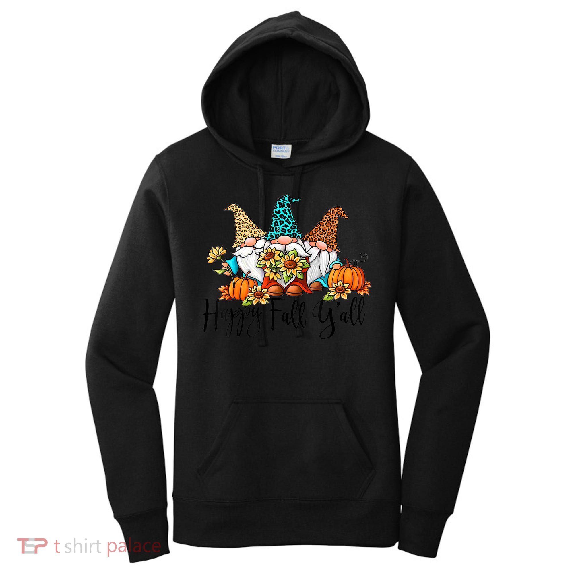 Happy Fall Y'all Gnomes Leopard Pumpkin Autumn Thanksgiving Gift Women's Hoodie