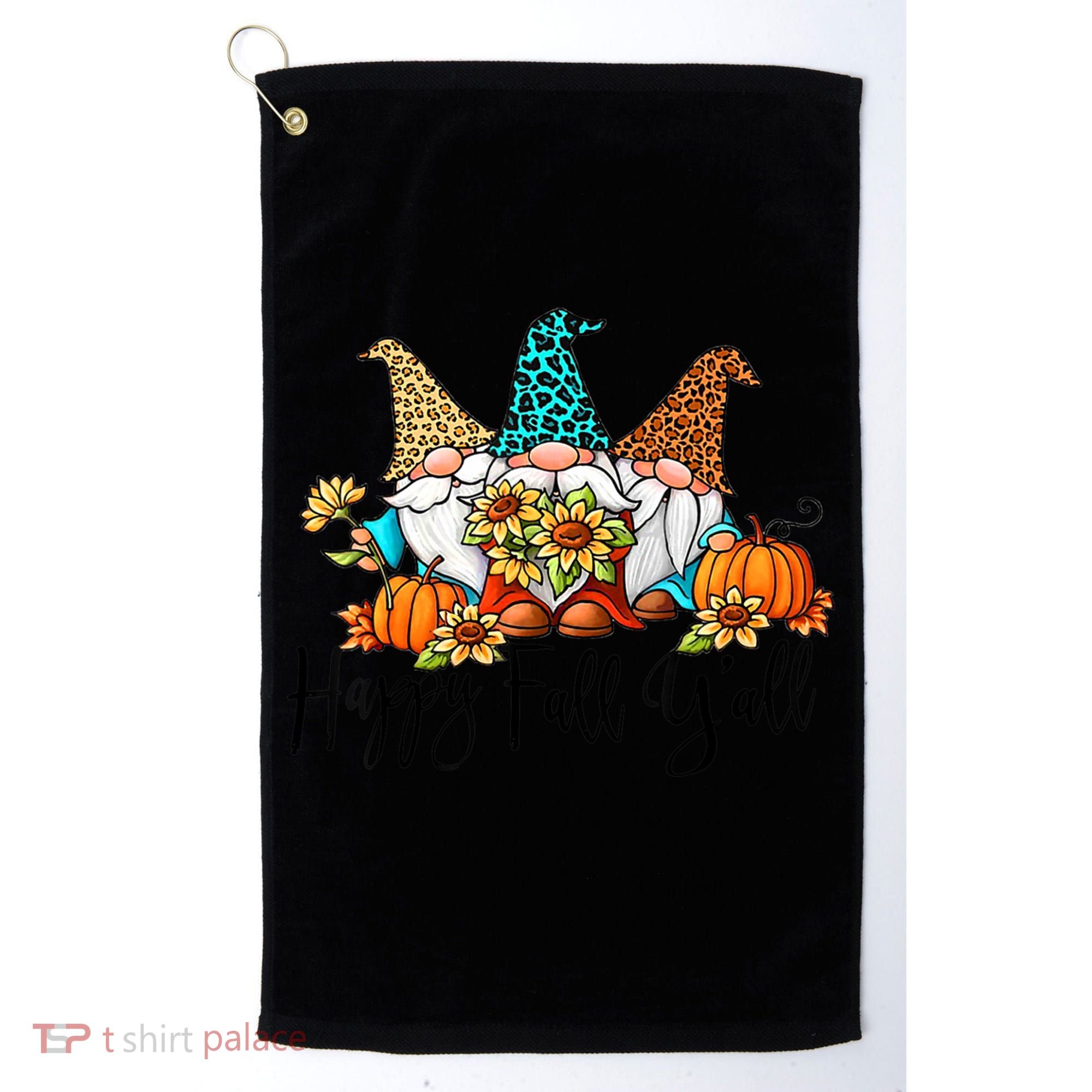 Happy Fall Y'all Gnomes Leopard Pumpkin Autumn Thanksgiving Gift Golf Towel