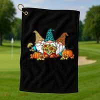 Happy Fall Y'all Gnomes Leopard Pumpkin Autumn Thanksgiving Gift Golf Towel thumb 1