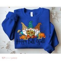 Happy Fall Y'all Gnomes Leopard Pumpkin Autumn Thanksgiving Gift Sweatshirt thumb 2