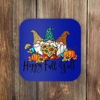 Happy Fall Y'all Gnomes Leopard Pumpkin Autumn Thanksgiving Gift Coaster thumb 0