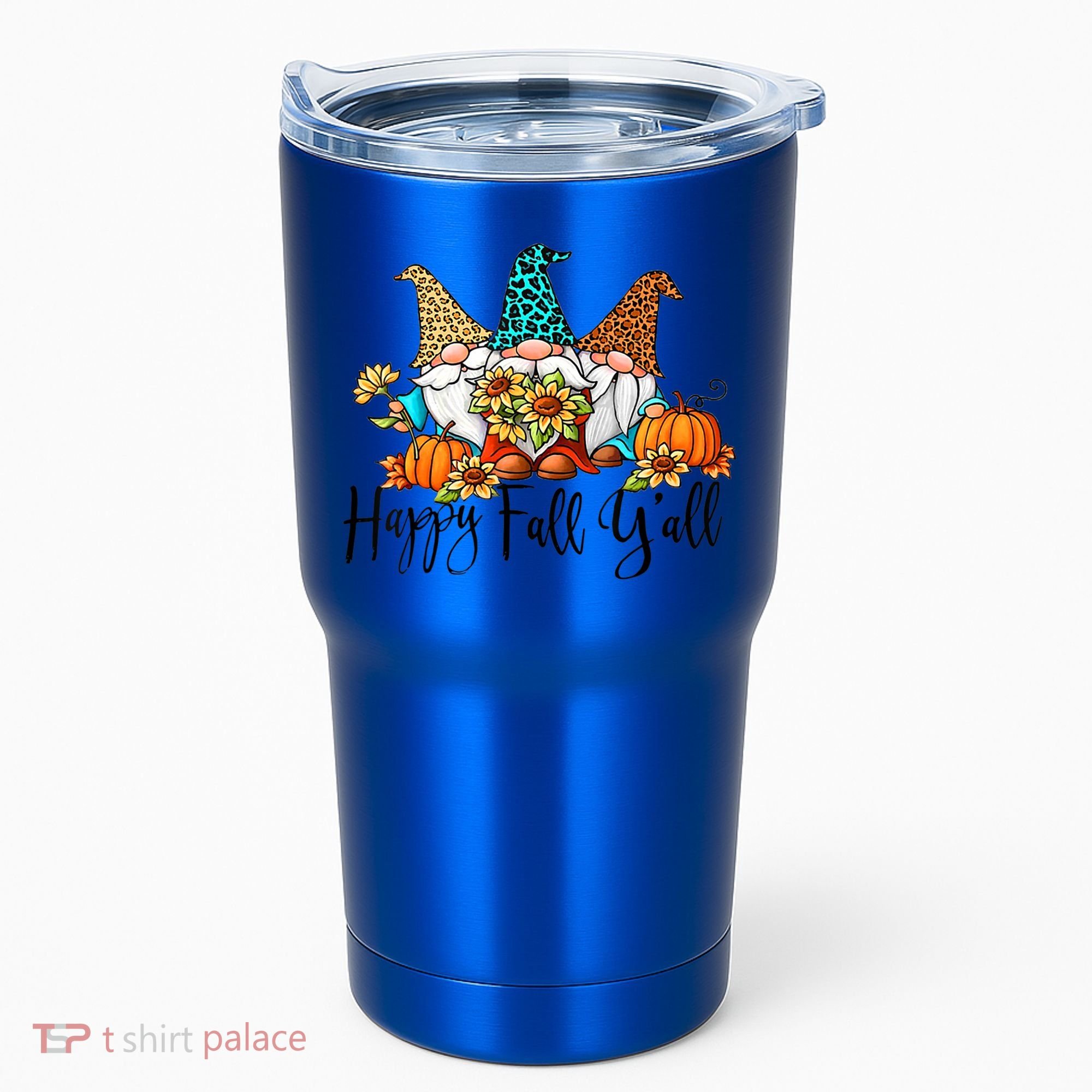 Happy Fall Y'all Gnomes Leopard Pumpkin Autumn Thanksgiving Gift Tumbler