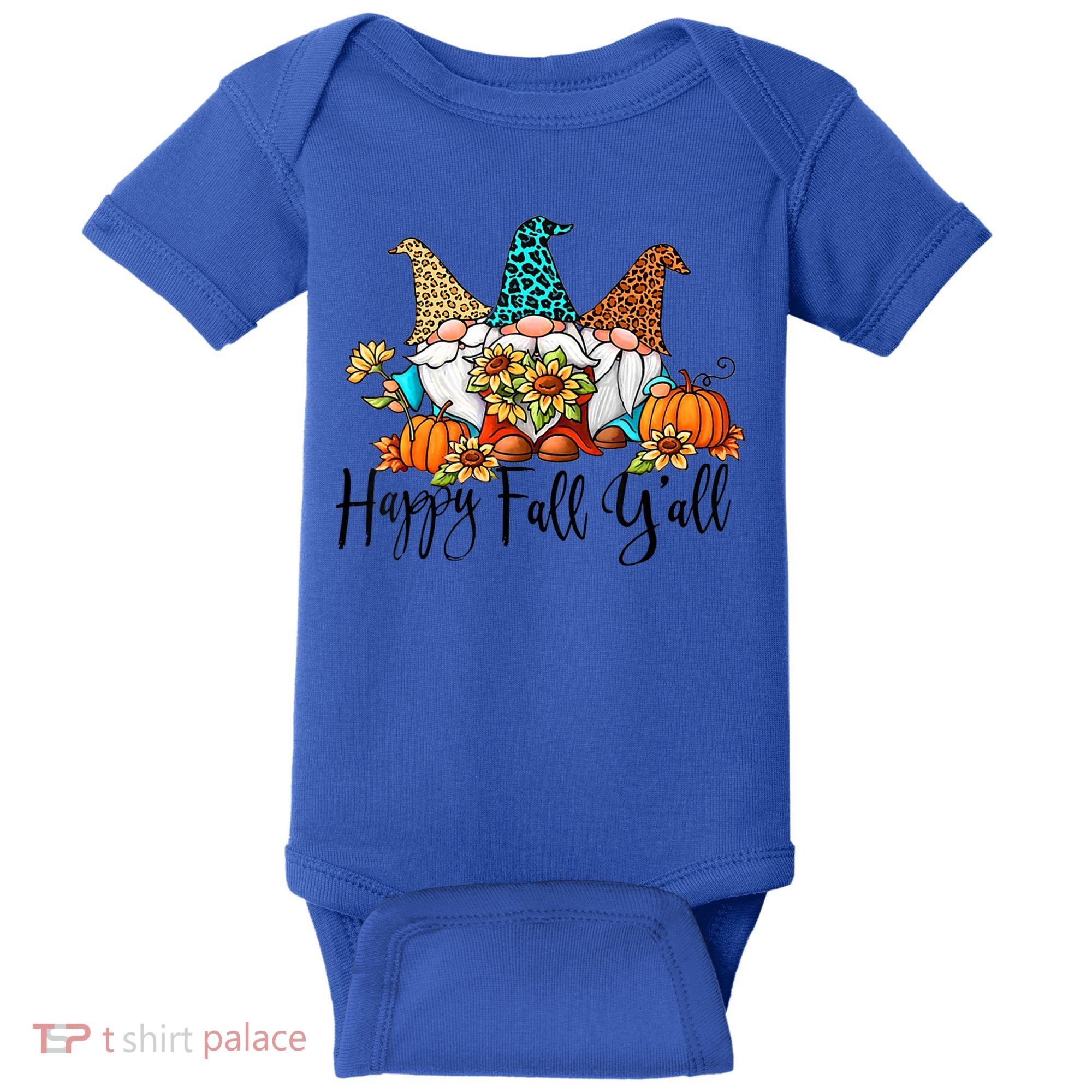 Happy Fall Y'all Gnomes Leopard Pumpkin Autumn Thanksgiving Gift Baby Bodysuit