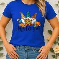 Happy Fall Y'all Gnomes Leopard Pumpkin Autumn Thanksgiving Gift Women's T-Shirt thumb 2