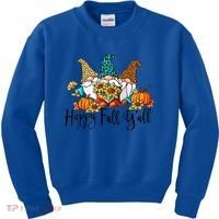 Happy Fall Y'all Gnomes Leopard Pumpkin Autumn Thanksgiving Gift Kids Sweatshirt thumb 0