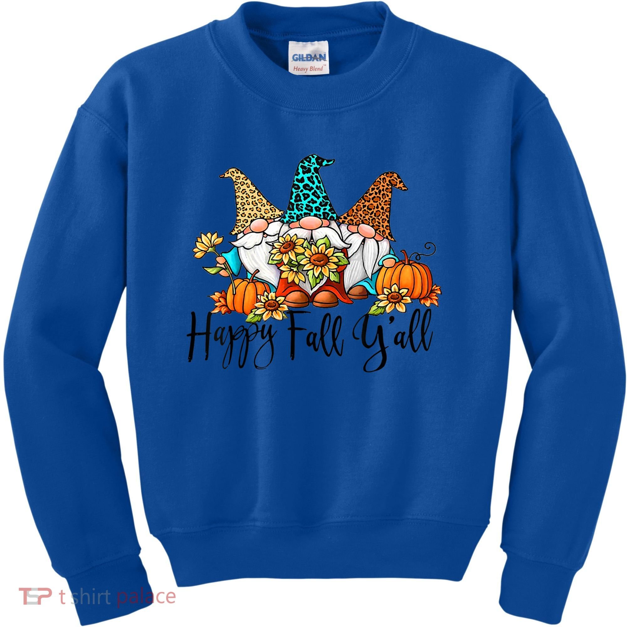Happy Fall Y'all Gnomes Leopard Pumpkin Autumn Thanksgiving Gift Kids Sweatshirt