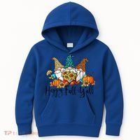 Happy Fall Y'all Gnomes Leopard Pumpkin Autumn Thanksgiving Gift Kids Hoodie thumb 0