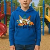 Happy Fall Y'all Gnomes Leopard Pumpkin Autumn Thanksgiving Gift Kids Hoodie thumb 2