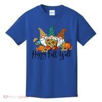 Happy Fall Y'all Gnomes Leopard Pumpkin Autumn Thanksgiving Gift Kids T-Shirt thumb 0