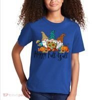 Happy Fall Y'all Gnomes Leopard Pumpkin Autumn Thanksgiving Gift Kids T-Shirt thumb 2