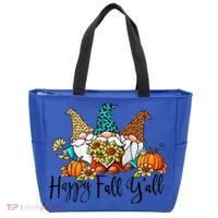 Happy Fall Y'all Gnomes Leopard Pumpkin Autumn Thanksgiving Gift Tote Bag thumb 0