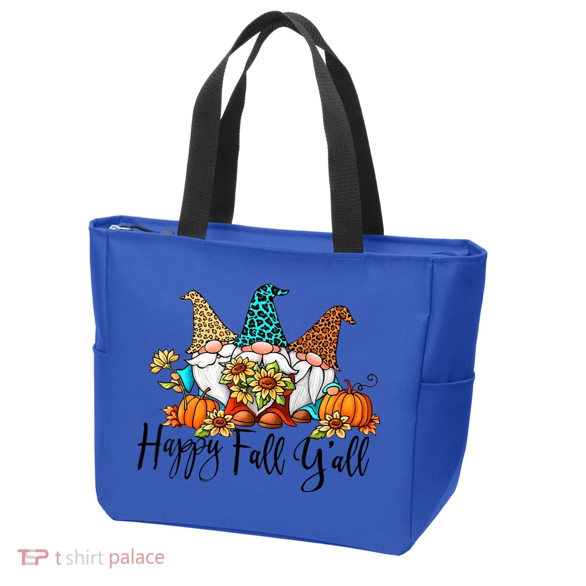 Happy Fall Y'all Gnomes Leopard Pumpkin Autumn Thanksgiving Gift Tote Bag