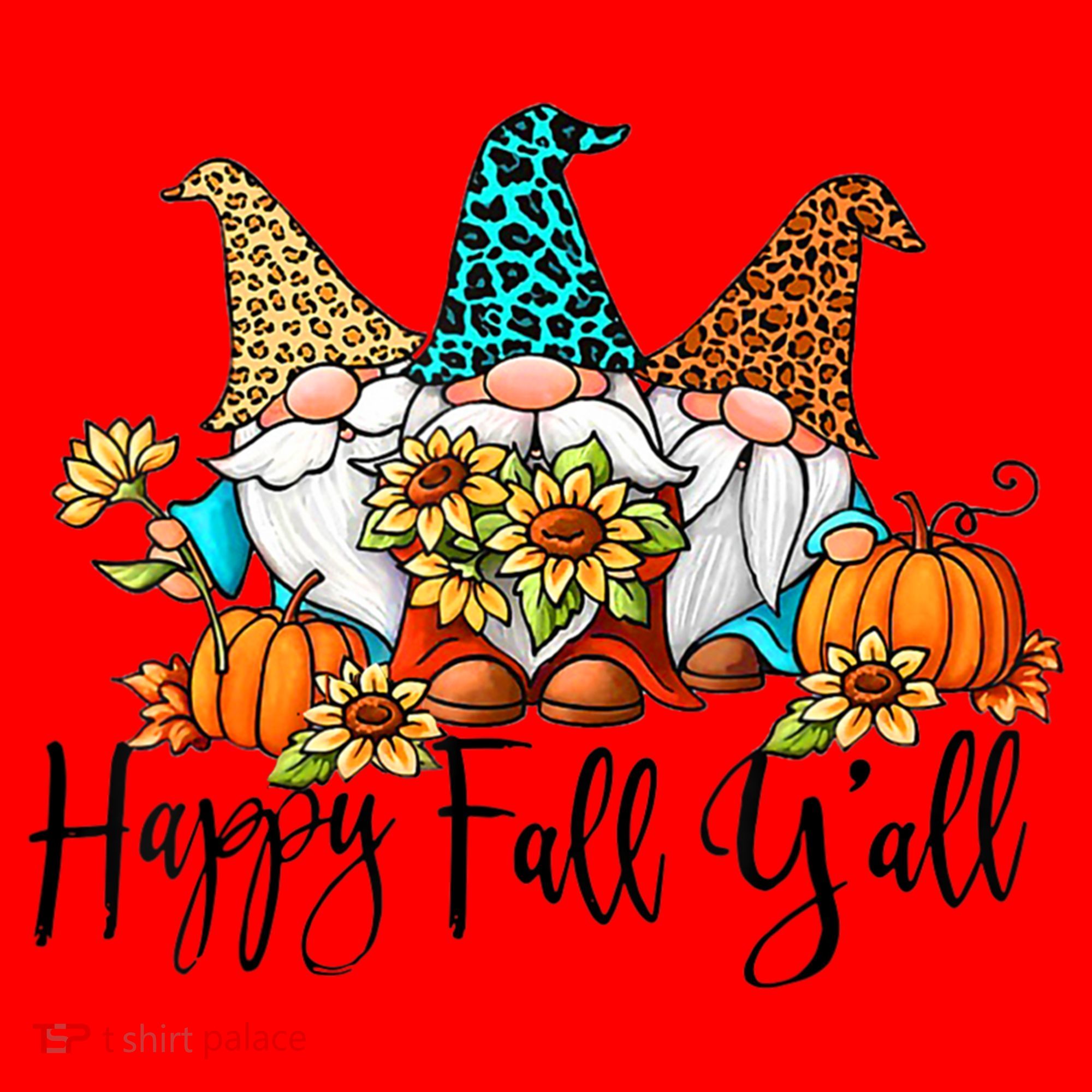 Happy Fall Y'all Gnomes Leopard Pumpkin Autumn Thanksgiving Gift Santa Hat