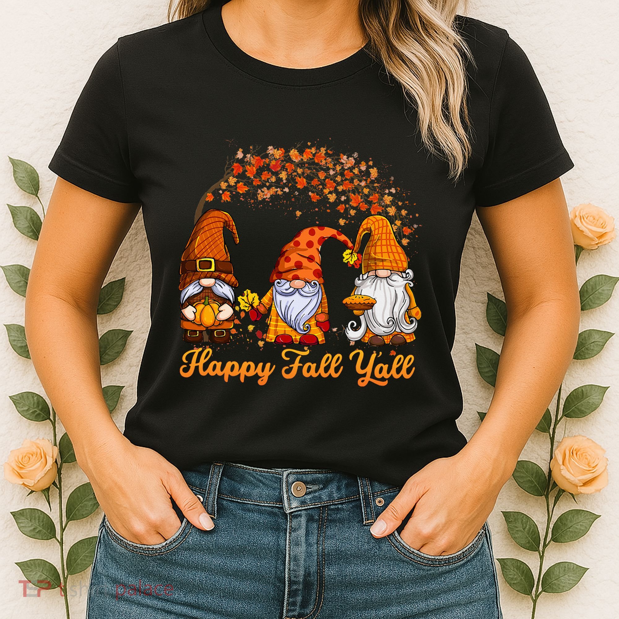Happy Fall YAll Autumn Thanksgiving Fall Season Gnome Women's T-Shirt