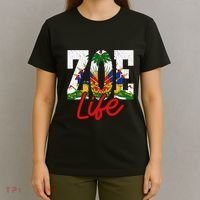 Haiti Flag Zoe Life Retro T-Shirt thumb 4