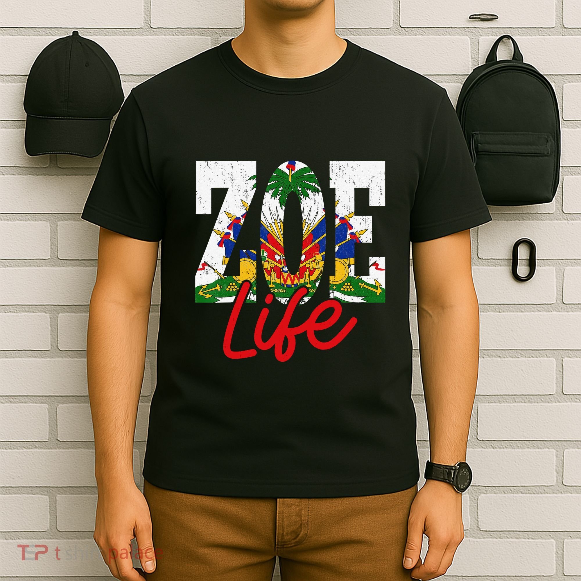 Haiti Flag Zoe Life Retro T-Shirt