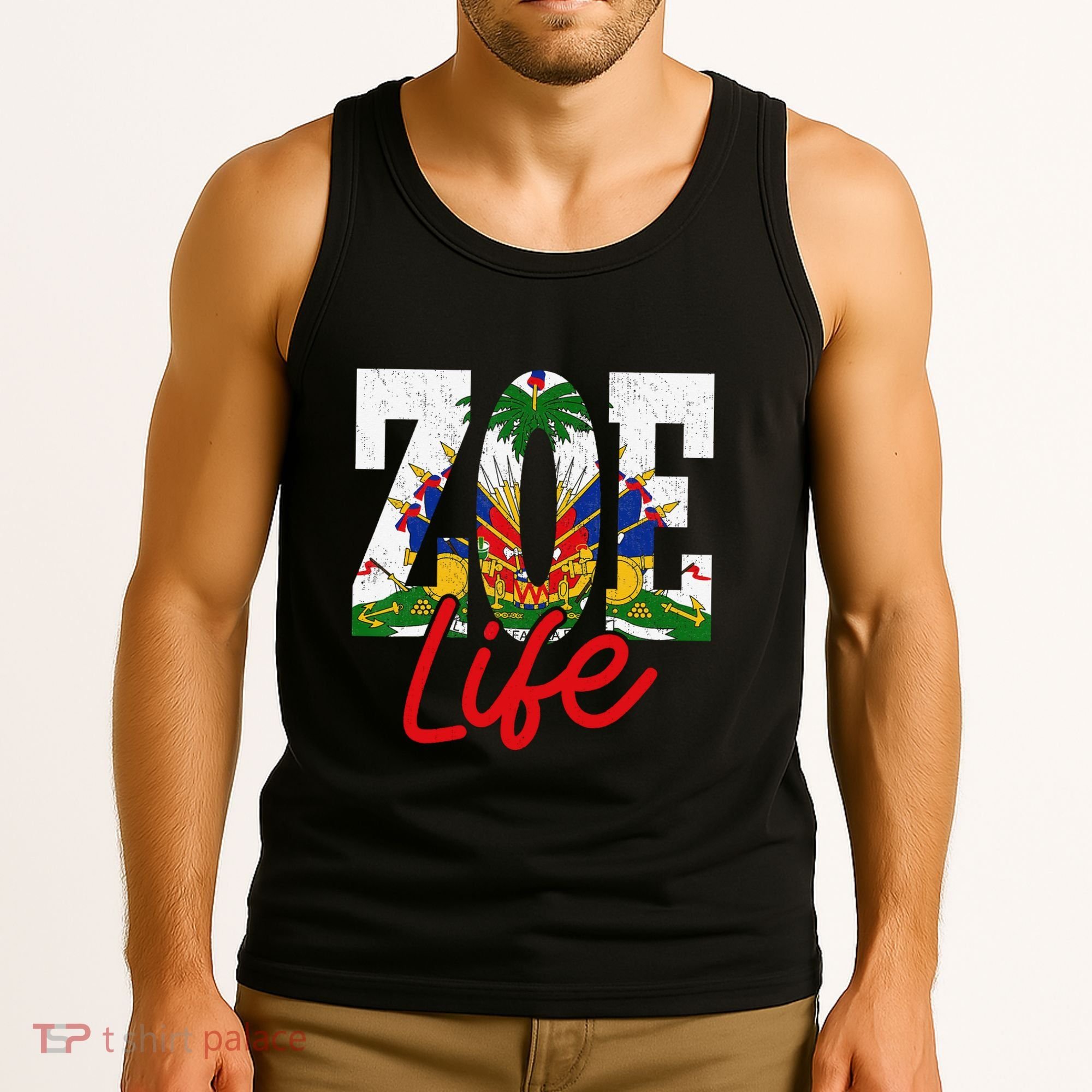 Haiti Flag Zoe Life Retro Tank Top
