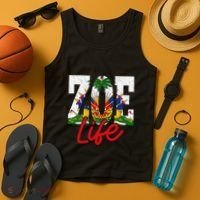 Haiti Flag Zoe Life Retro Tank Top thumb 4