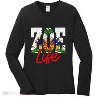 Haiti Flag Zoe Life Retro Women's Long Sleeve Shirt thumb 0