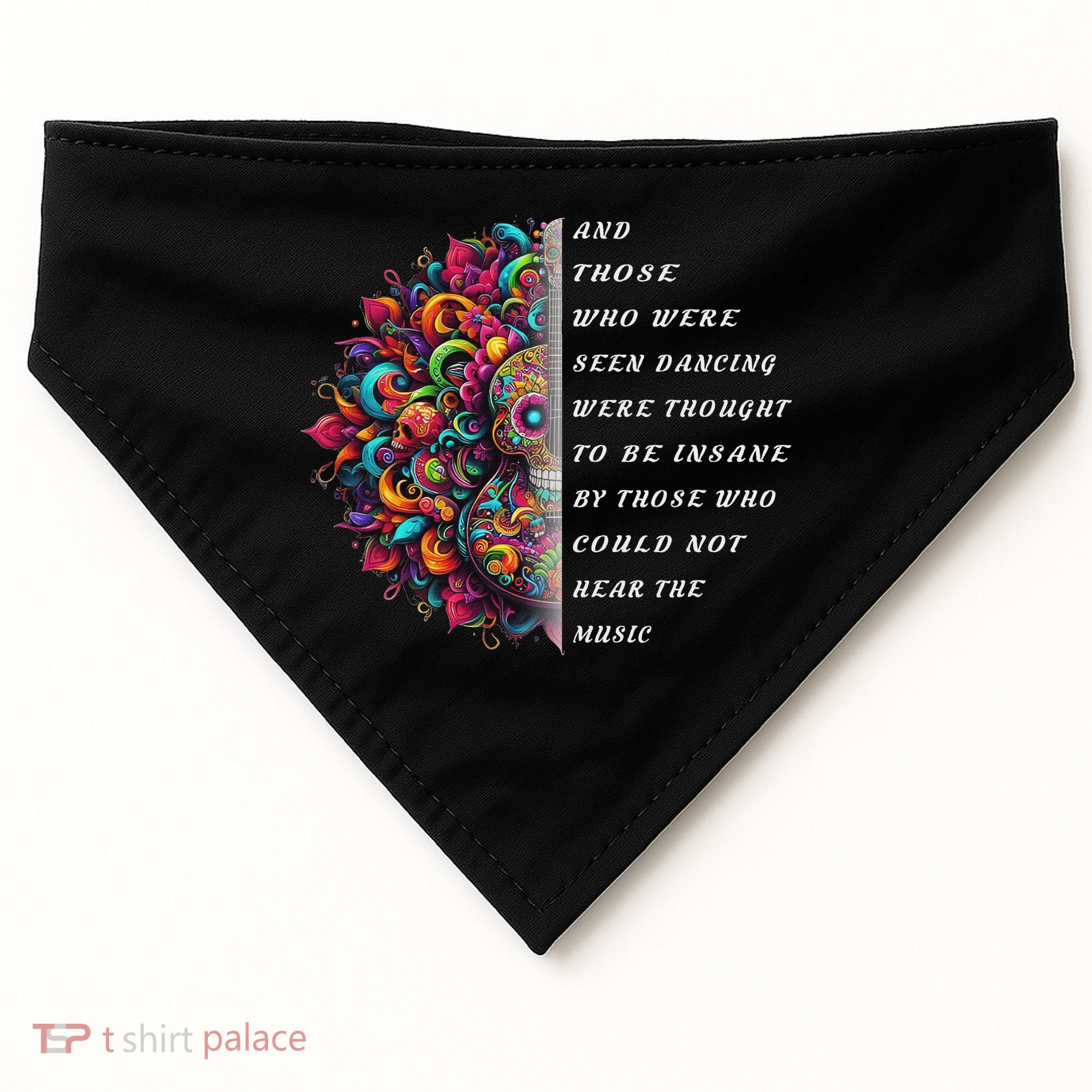 Hippie Guitar And Those Who Were Seen Dancing Peace Vibes USA-Made Doggie Bandana