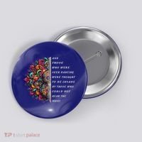 Hippie Guitar And Those Who Were Seen Dancing Peace Vibes Button thumb 0