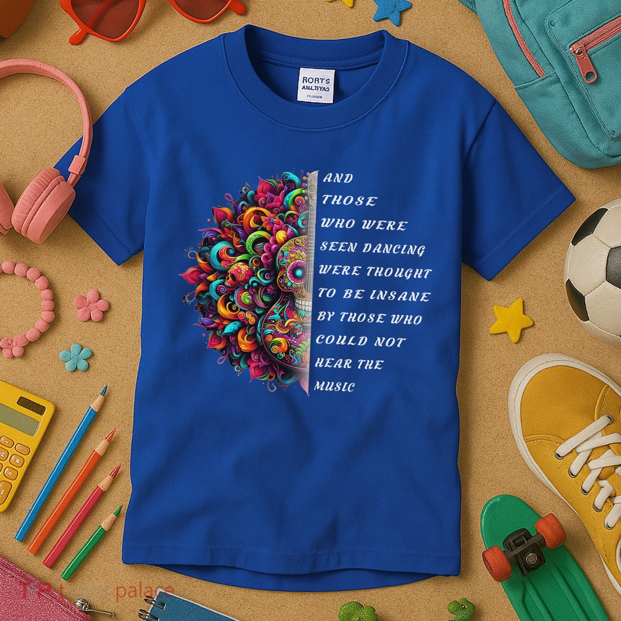 Hippie Guitar And Those Who Were Seen Dancing Peace Vibes Kids T-Shirt