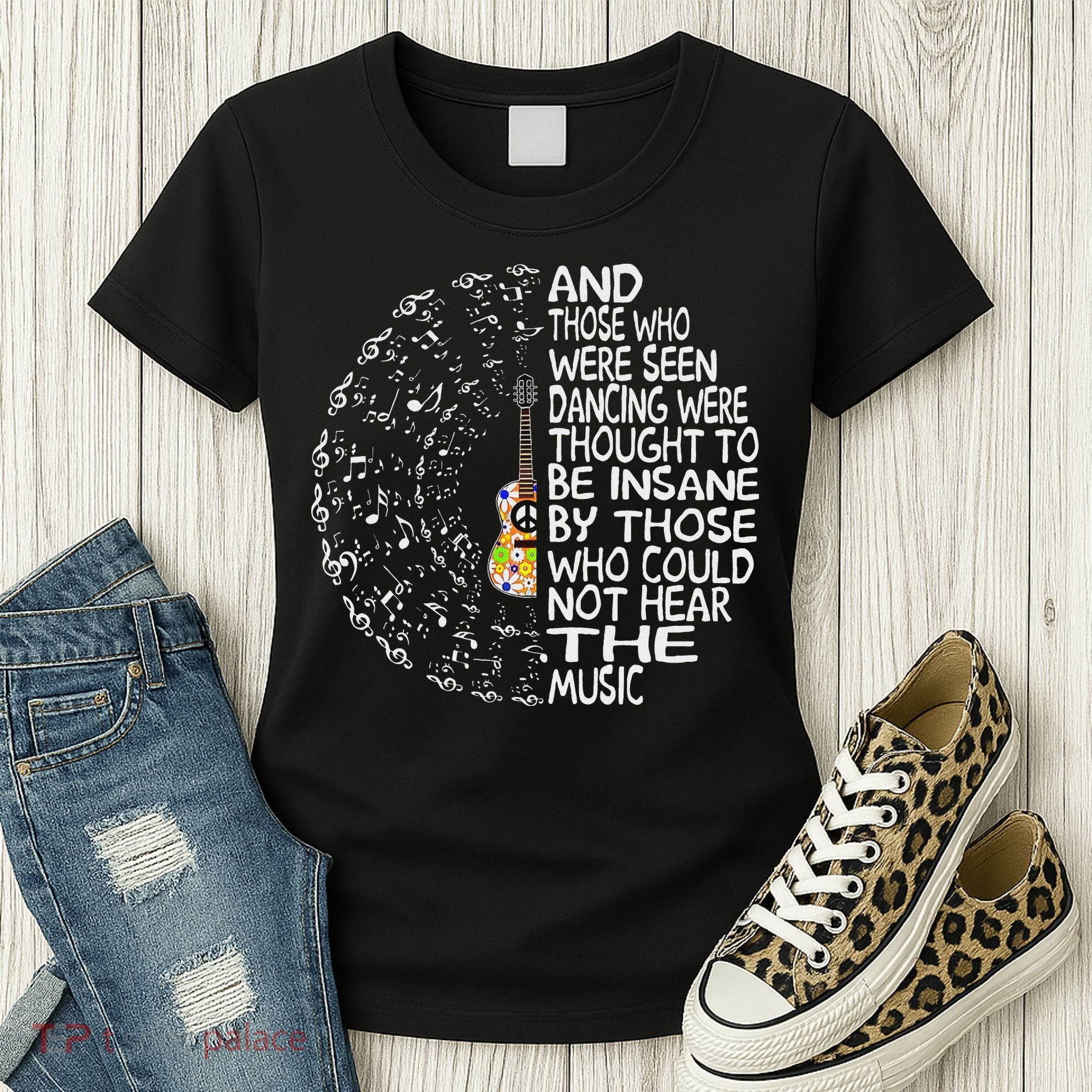 Hippie Guitar And Those Who Were Seen Dancing Peace Women's T-Shirt