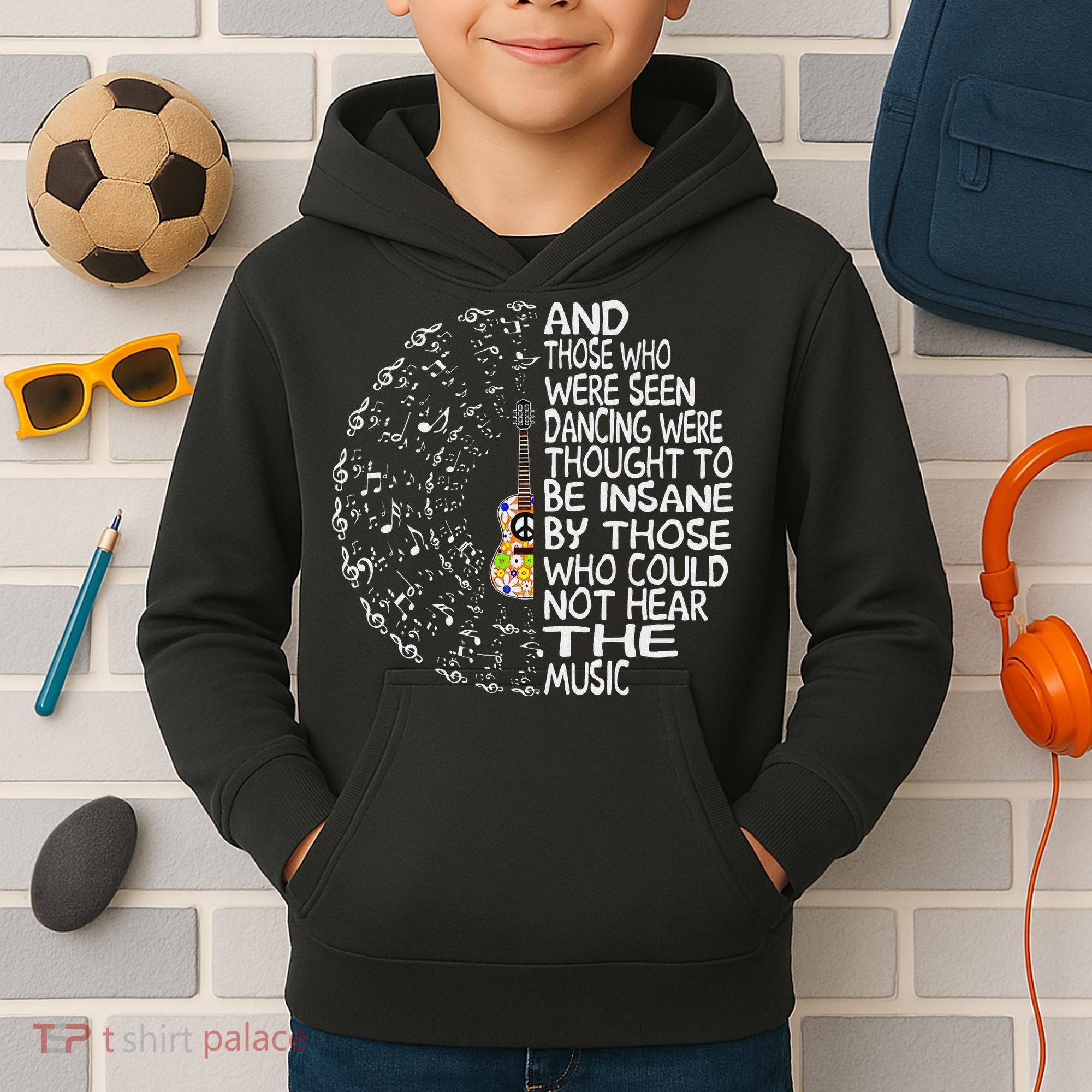 Hippie Guitar And Those Who Were Seen Dancing Peace Kids Hoodie