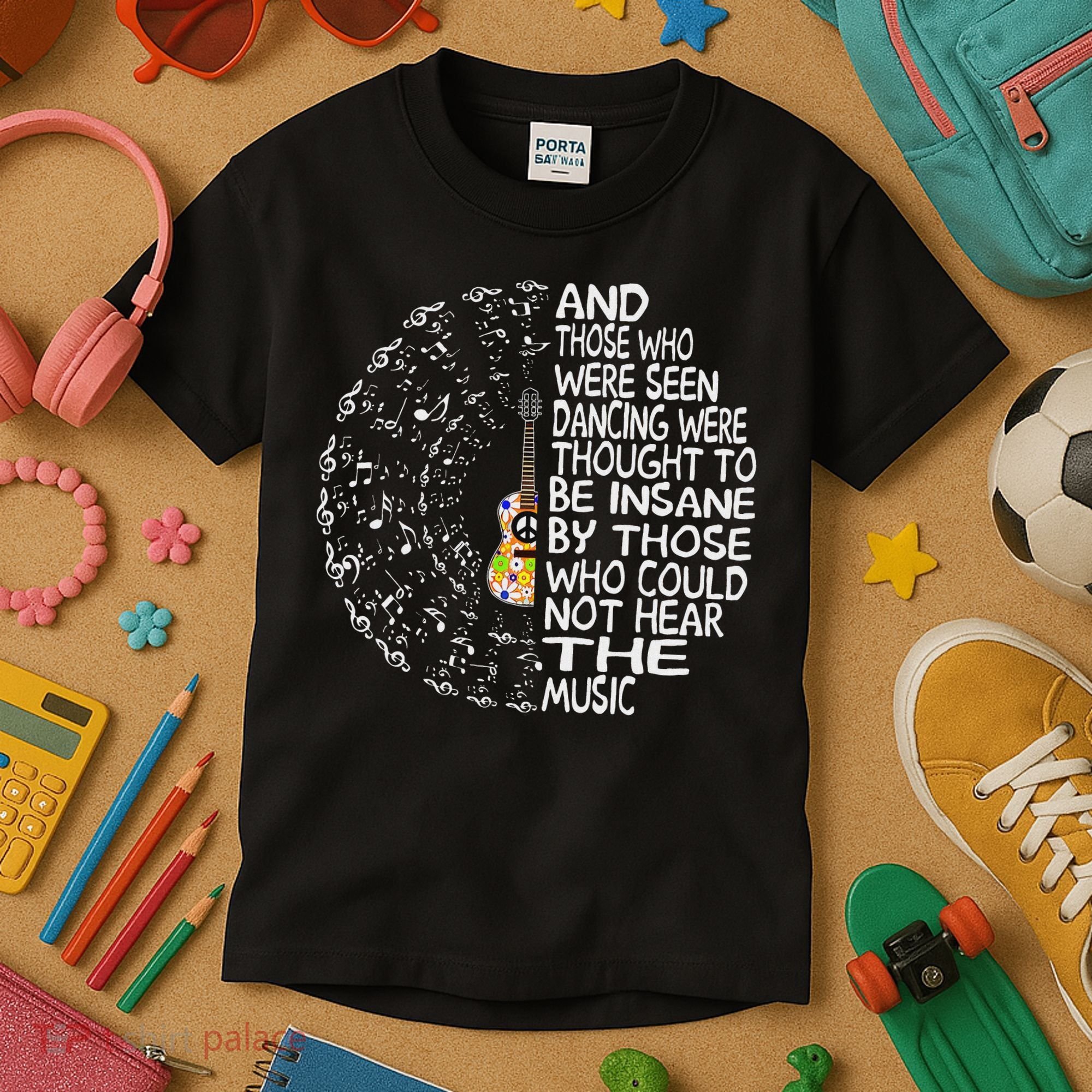Hippie Guitar And Those Who Were Seen Dancing Peace Kids T-Shirt