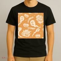 Halloween Ghosts And Pumpkins T-Shirt thumb 3