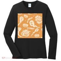 Halloween Ghosts And Pumpkins Women's Long Sleeve Shirt thumb 0