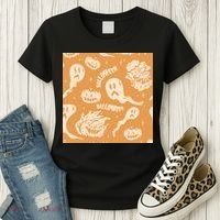 Halloween Ghosts And Pumpkins Women's T-Shirt thumb 3