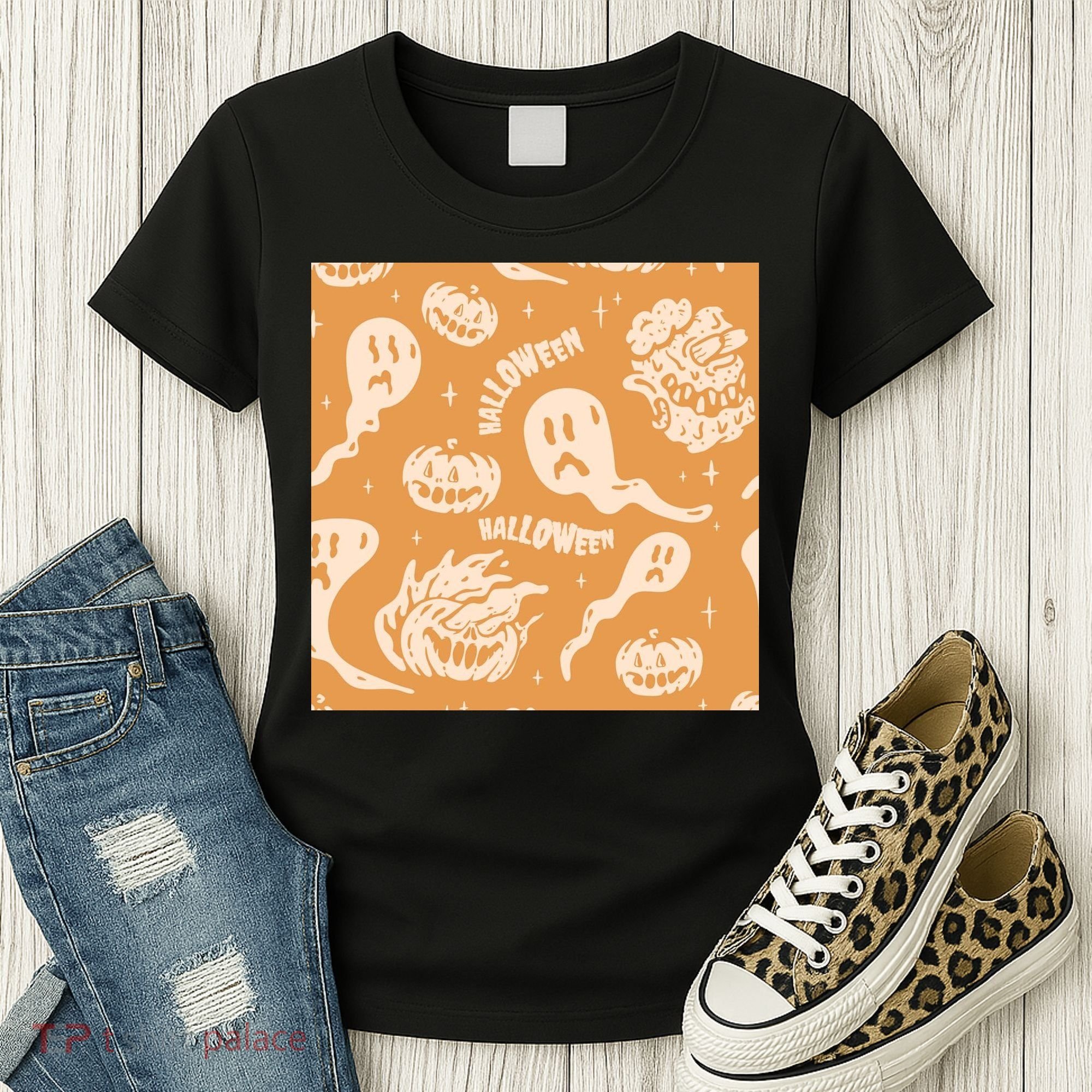 Halloween Ghosts And Pumpkins Women's T-Shirt