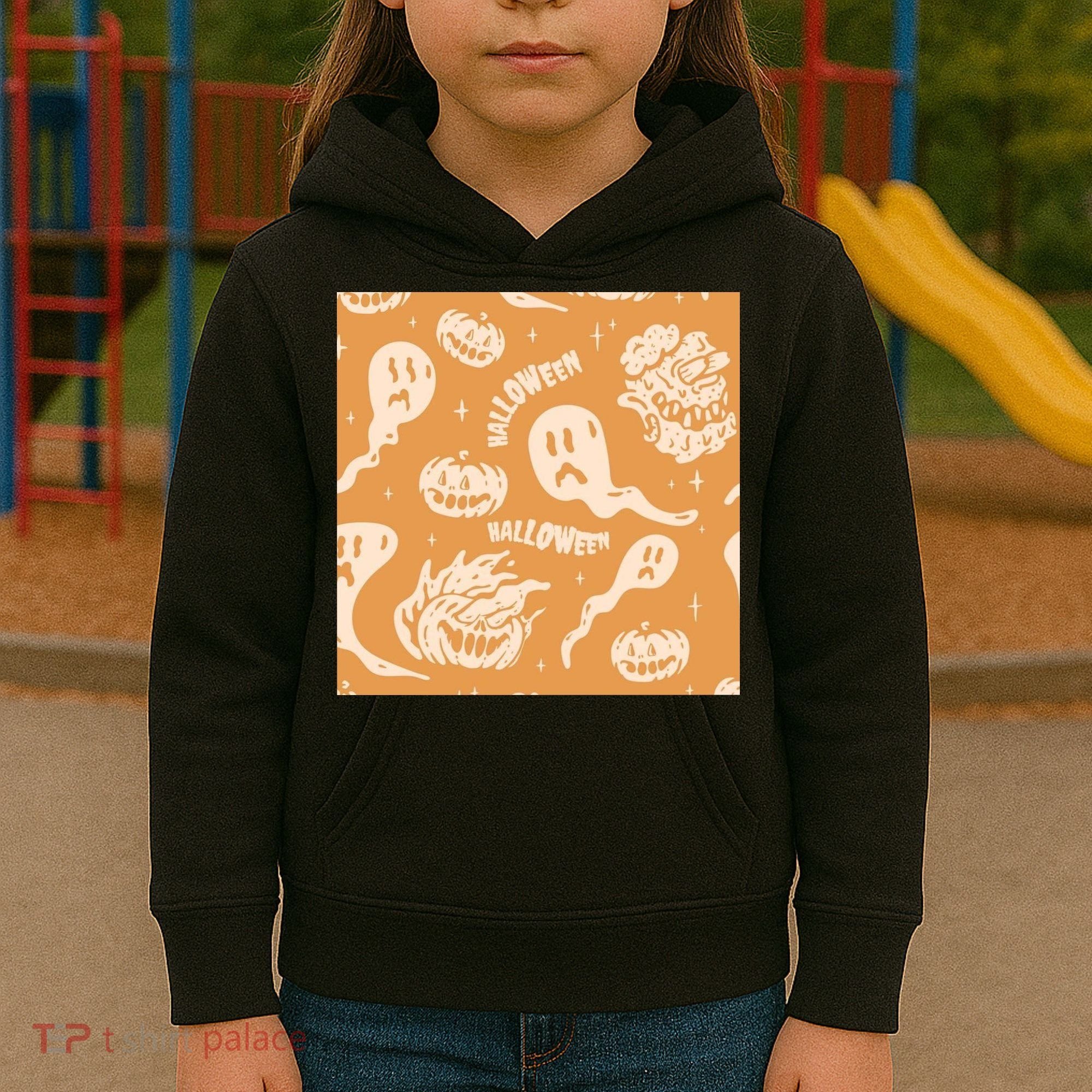 Halloween Ghosts And Pumpkins Kids Hoodie