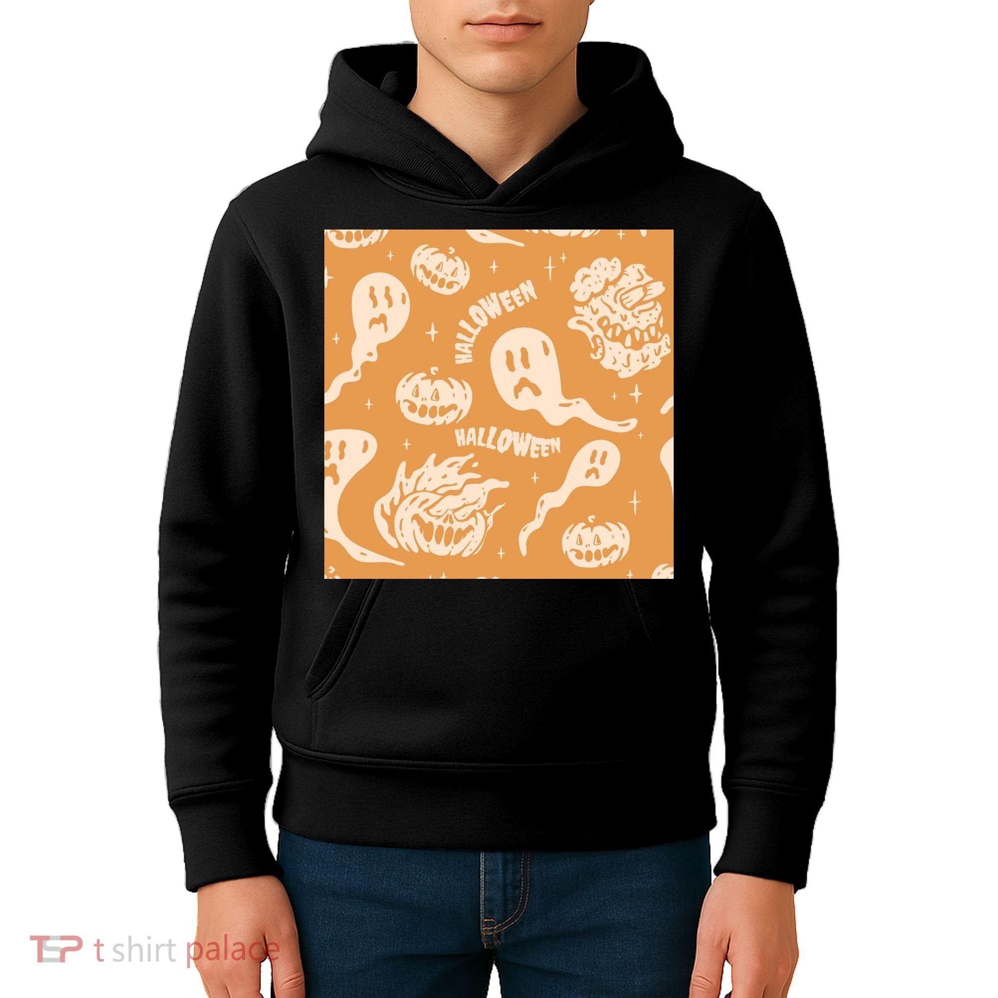 Halloween Ghosts And Pumpkins Kids Hoodie