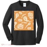 Halloween Ghosts And Pumpkins Kids Long Sleeve Shirt thumb 0