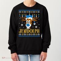 Hanukkah Gets A Humorous Touch With The Funny Jewdolph Ugly Sweater Featuring A Women's Sweatshirt thumb 0