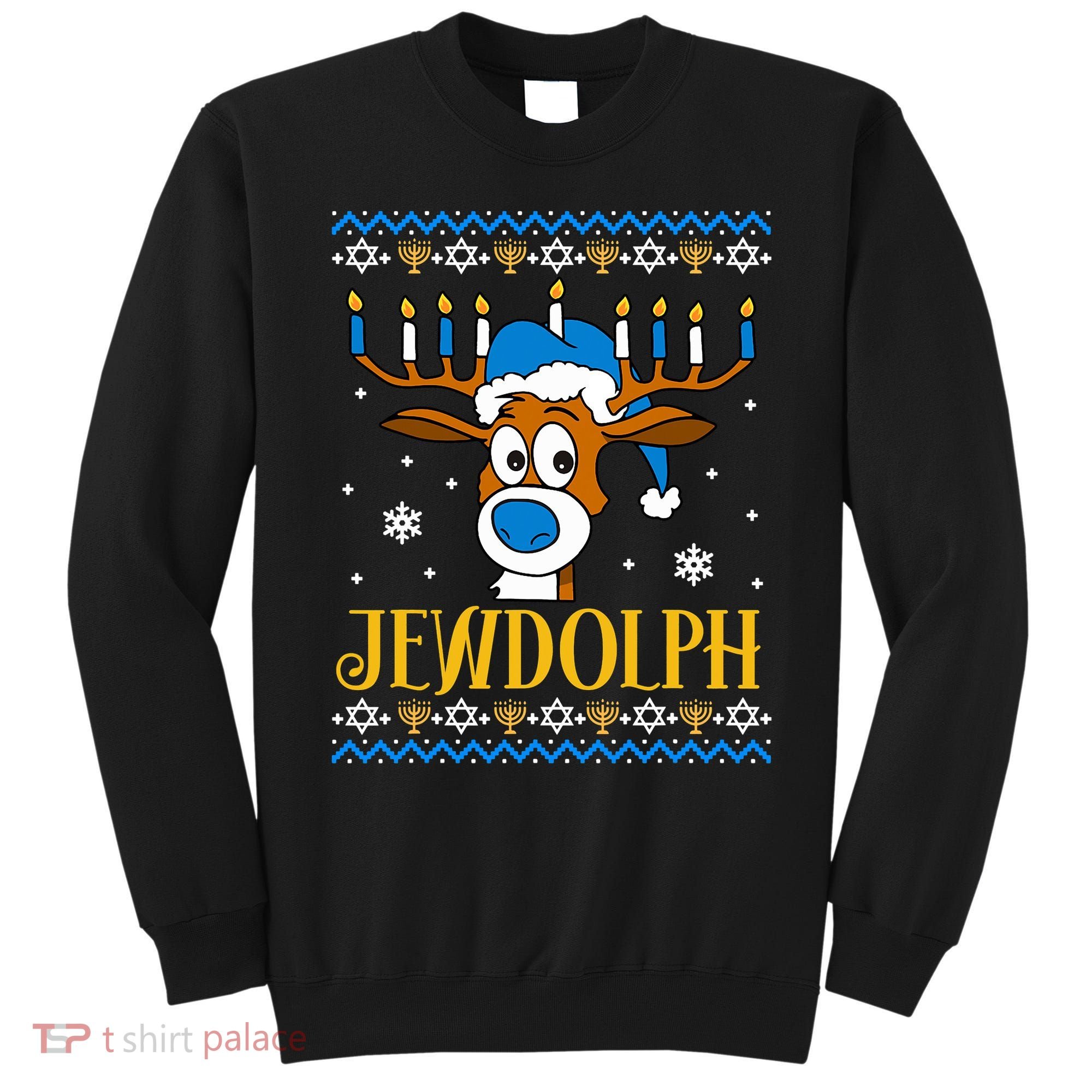 Hanukkah Gets A Humorous Touch With The Funny Jewdolph Ugly Sweater Featuring A Sweatshirt