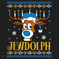 Hanukkah Gets A Humorous Touch With The Funny Jewdolph Ugly Sweater Featuring A Beanie thumb 2
