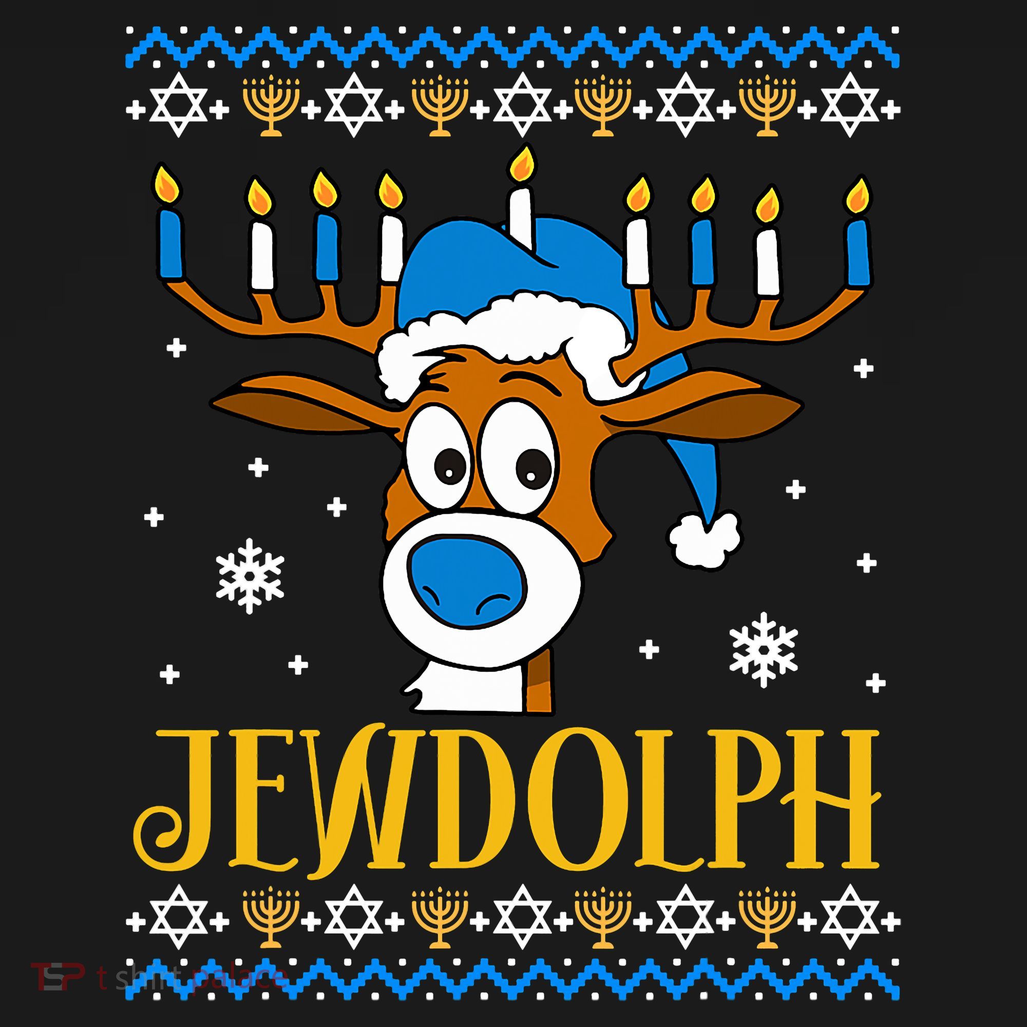 Hanukkah Gets A Humorous Touch With The Funny Jewdolph Ugly Sweater Featuring A Women's Hoodie