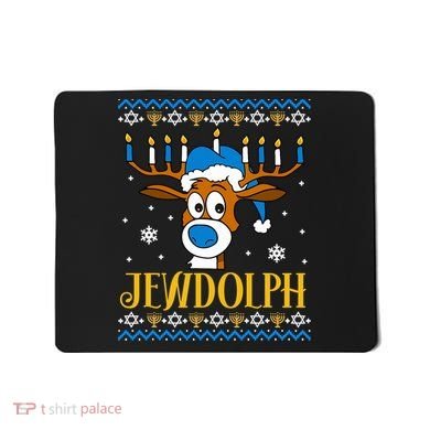 Hanukkah Gets A Humorous Touch With The Funny Jewdolph Ugly Sweater Featuring A Mousepad