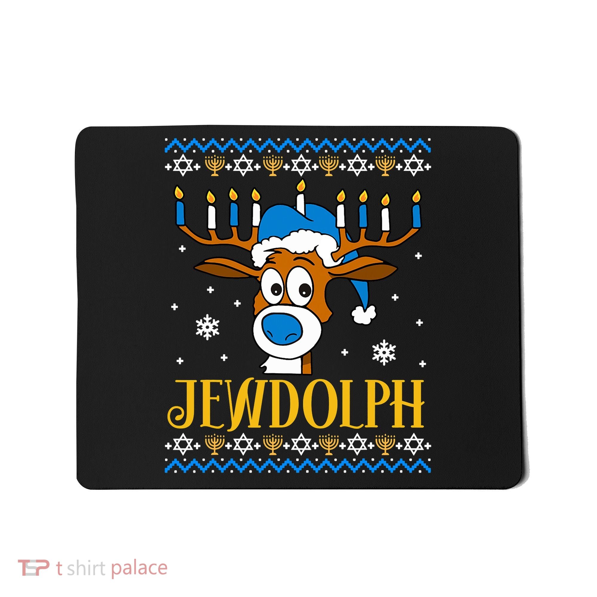 Hanukkah Gets A Humorous Touch With The Funny Jewdolph Ugly Sweater Featuring A Mousepad