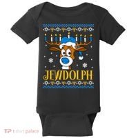 Hanukkah Gets A Humorous Touch With The Funny Jewdolph Ugly Sweater Featuring A Baby Bodysuit thumb 0