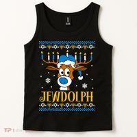 Hanukkah Gets A Humorous Touch With The Funny Jewdolph Ugly Sweater Featuring A Tank Top thumb 2