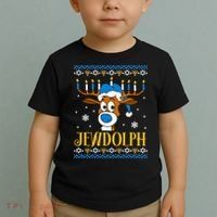 Hanukkah Gets A Humorous Touch With The Funny Jewdolph Ugly Sweater Featuring A Toddler T-Shirt thumb 2