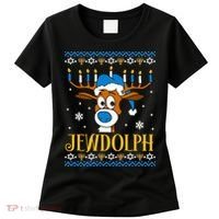 Hanukkah Gets A Humorous Touch With The Funny Jewdolph Ugly Sweater Featuring A Women's T-Shirt thumb 0