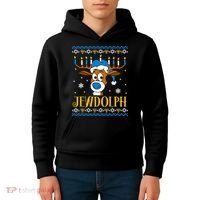 Hanukkah Gets A Humorous Touch With The Funny Jewdolph Ugly Sweater Featuring A Kids Hoodie thumb 4