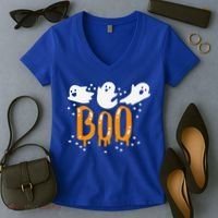 Halloween Ghost Boo Cute Women's V-Neck T-Shirt thumb 2