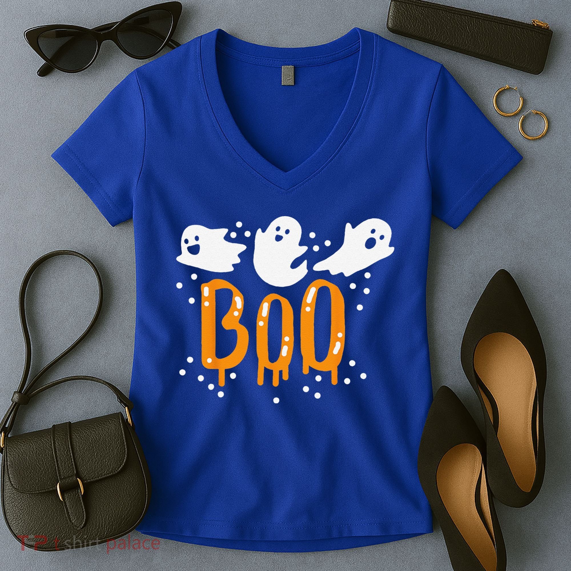 Halloween Ghost Boo Cute Women's V-Neck T-Shirt